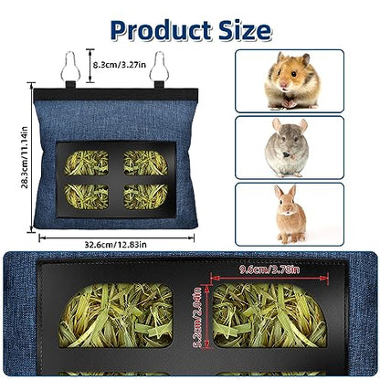 Rabbit Hay Feeder Bag Guinea Pig Hanging Hay Feeding Bag Storage Dispenser for Chinchilla Hamster Bunny Small Animal Pet