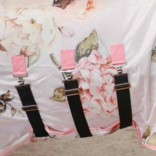 Jeffers Expression Soft Mesh Fly Sheet for Horses 78" – Rose Garden Pattern, Lightweight Mesh Combo Neck Sheet, Breathable UV Protection, Summer Horse Blanket with Straps for Stable or Turnout