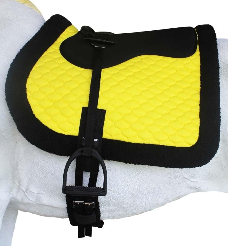 CHALLENGER Horse English Quilted Fleece Padded Trail Bareback Pad 72F48 - color: Yellow Black