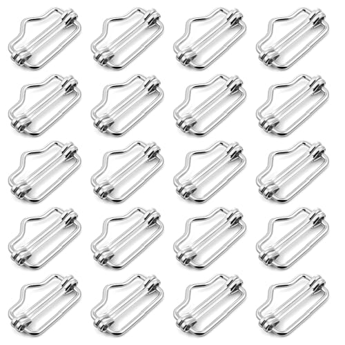 20 Pcs Electric Fence Poly Tape End Splicer 1.3 Inches Fencing Polytape Connectors Polytape Buckle Poly Tape Splicer Electric Fence Connectors for Gate Handle Connection(Silver)
