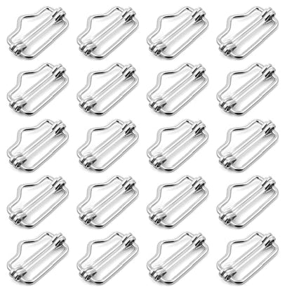 20 Pcs Electric Fence Poly Tape End Splicer 1.3 Inches Fencing Polytape Connectors Polytape Buckle Poly Tape Splicer Electric Fence Connectors for Gate Handle Connection(Silver)