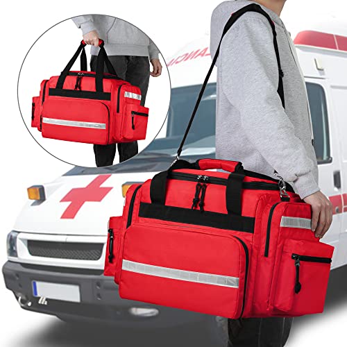 Damero Professional Medical Bag Empty, First Responder Trauma Bag, Red - color: Red
