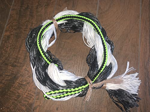 EPT Bull Ropes Adult Saddle Bronc Rein Extra Soft Black & Green Cord on Black & White Mix Poly 6'