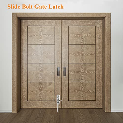 12in Slide Bolt Gate Latch 304 Stainless Steel Barrel Bolt Latch Heavy Duty Door Security Lock Thickened Door Latches Hardware with Mounting Screws for Barn Fence Shed Basement - color: 12in Silver