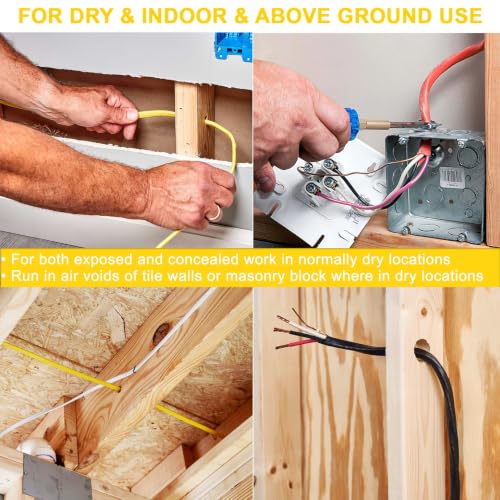 XMK Solid Indoor 12/2 W/G NMB Cable,Electric Wire 12 Guage 2 Conductor,10ft - size: 10ft, style: 12 AWG-2 Conductor w/ Ground