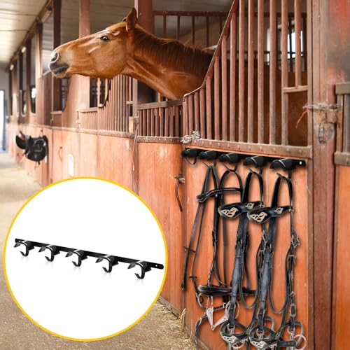 Zonon 4 Pcs Horse Tack Bridle Hooks Metal Horse Bridle Rack Stall Hanger for Tack Harness Storage Stall Fence Barn Supplies