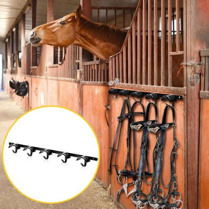 Zonon 4 Pcs Horse Tack Bridle Hooks Metal Horse Bridle Rack Stall Hanger for Tack Harness Storage Stall Fence Barn Supplies