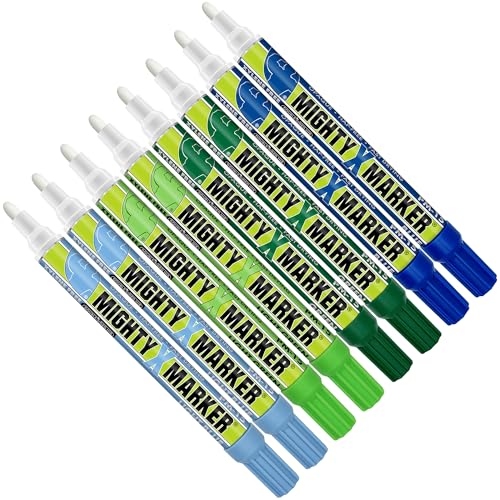 PM-15 Industrial Paint Marker - Xylene Free Permanent Paint Pens for Metal, Glass & Non-Porous Surfaces - 10ml - Quick Dry, High Opacity - 8 Pack (2 Lt. Blue, 2Lt. Green, 2 Green, 2 Blue) - color: 2 Lt. Blue, 2Lt. Green, 2 Green, 2 Blue