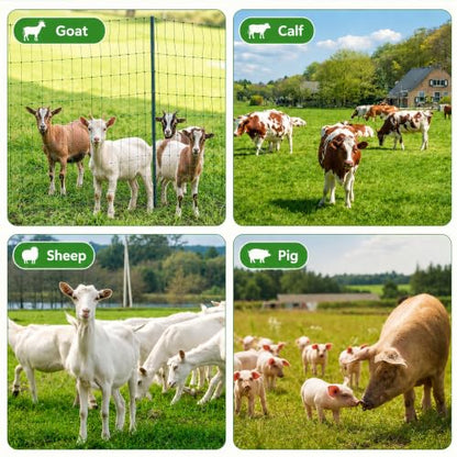 Electric Fence Netting, 164'L x 47.2" H Electric Fence Kit for Livestock, Farms, Backyards, Garden, Assembled Double Spiked Portable Electric Farm Fence - size: 164'L x 47.2" H