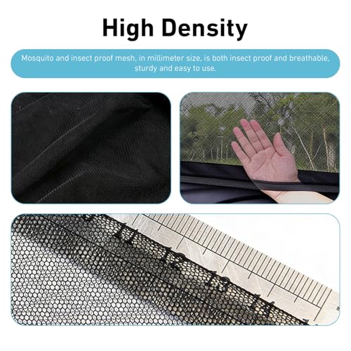 4 PCS Car Side Window Shades, Sun Blocking Dustproof Shield for Baby Kids, High-Density Mesh Privacy Protection Curtain, Foldable Cover for Front & Rear Windows (Black)