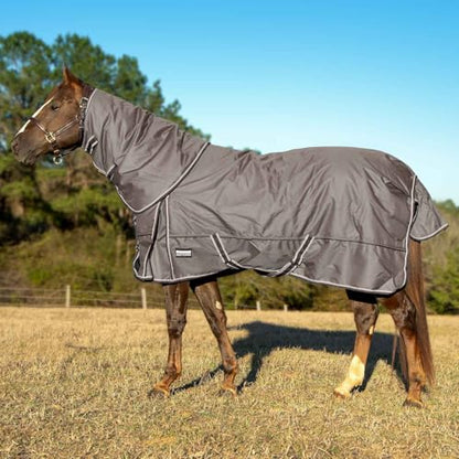 Jeffers Poplar Head Defense 1680 Denier Turnout Blanket with Detachable Neck -Plymouth Brown, 66"- Waterproof, Breathable Horse Blanket with 360g Polyfill, Ideal Protection for Winter, Heavyweight - size: 66 in