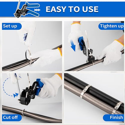 Stainless Steel Cable Tie Gun Set with Adjustable Tension Auto Cut Fastening Tool for Exhaust Pipe, Chain Link Fence, Auto Repair & Industrial Cable Binding (Extra Large 100PCS) - size: Extra Large 100PCS