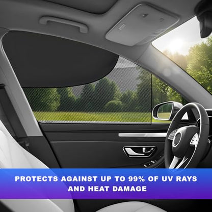 2 PCS Car Window Shades, Half Blackout & Half See Through Magnetic Auto Front Side Window Sunshade, Breathable Mesh Screen Front Windows Sun Protection Cover for Car Truck SUV - color: Front Window