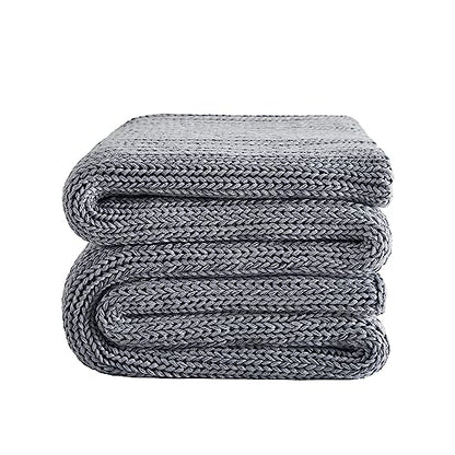 L'AGRATY Knitted Weighted Blanket 50"x60" 10lbs for Adults Cooling - color: Light Grey, size: 50" x 60" | 10 lbs