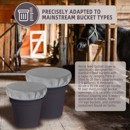 2-5 Gallon Horse Bucket Cover, Waterproof Horse Feed Bucket Cover, Lightweight and Easy to Use (Excluding Bucket, Grey) - color: Gray