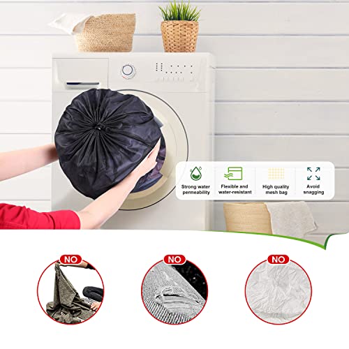 OTraki 20x24 inch Mesh Laundry Bags 2 Pack Fine Mesh Heavy Duty Drawstring Bag Washable Medium Toy Sack Washing Bag for Home Dorm Hotel Camp Beach Travel Storage Don't Drying, Melting 140-176℉ Black - size: 20 x 24 inch