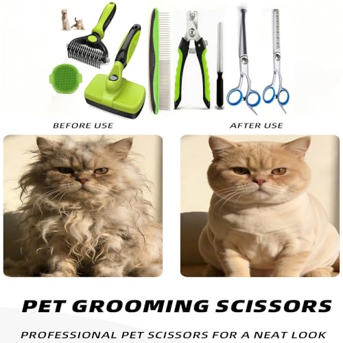 Dog Brush for Shedding,Deshedding Slicker Undercoat Rake Brush for Dog,8PCS - color: Green-8