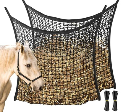 2 PCS Slow Feed Hay Net, Large Capacity Hay Bags for Horses, Easy-to-Hang - color: black-US-2