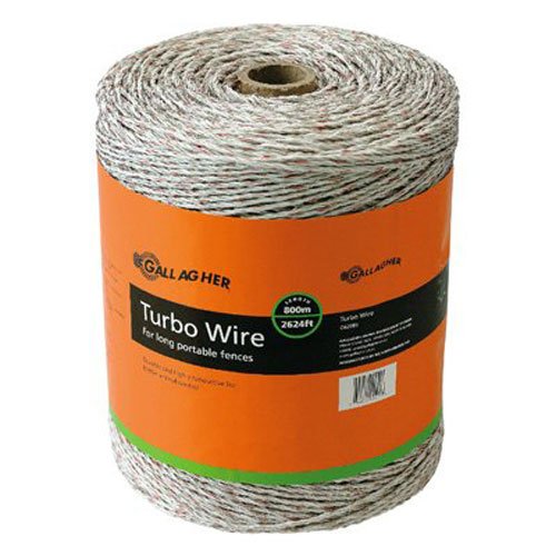 Gallagher Turbo Wire 9-Strand Electric Fence Wire | 40x Conductivity for Long Distance Fencing | UV and Rust Resistant | Stainless Steel Copper Conductors | 2625ft Roll | Heavy Duty Reusable Polywire