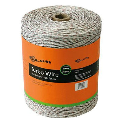 Gallagher Turbo Wire 9-Strand Electric Fence Wire | 40x Conductivity for Long Distance Fencing | UV and Rust Resistant | Stainless Steel Copper Conductors | 2625ft Roll | Heavy Duty Reusable Polywire