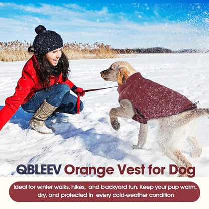 QBLEEV Reversible Dog Jacket, Windproof Dog Coat, Lightweight Puffer Vest - color: Date-Red, size: X-Small