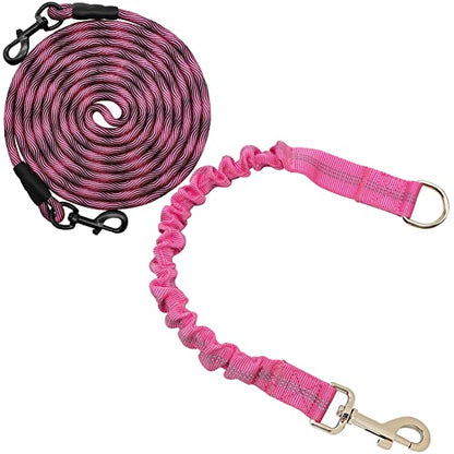 30FT Dog Tie-Out Rope + Bungee Dog Leash Extension