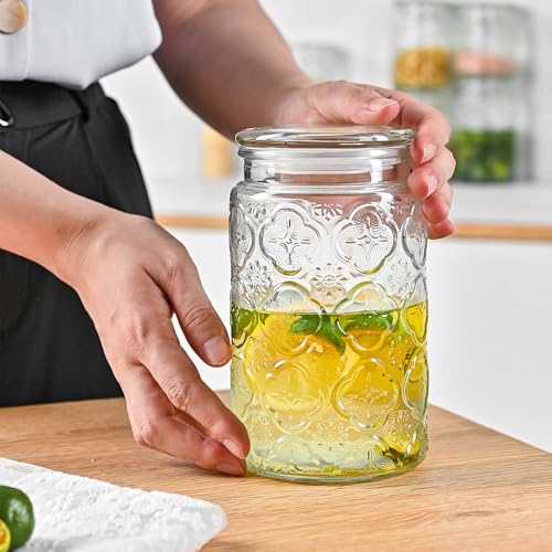 Adodeen Glass Storage Containers With Lids, Glass Jars With Lids, 32OZ - color: 32oz Bigonia