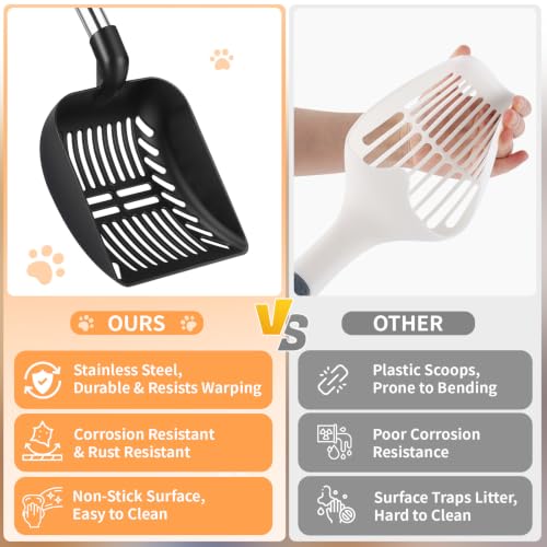 Yangbaga Metal Cat Litter Scoop: 32.3in Long Handle Litter Scooper - color: black shovel