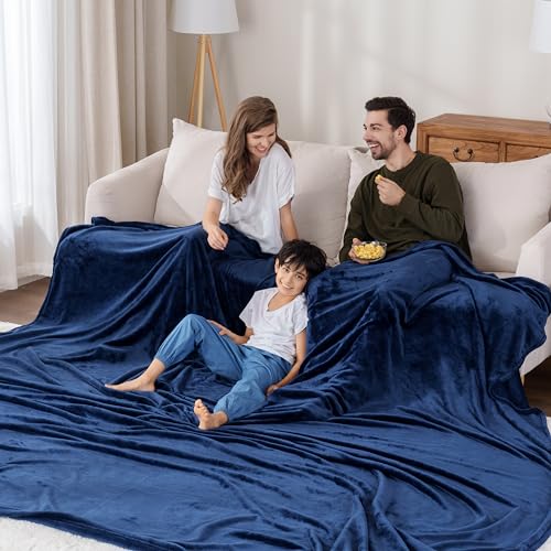 Berkshire Blanket VelvetLoft Big Oversized King Family Blanket, All Season Mid-Weight Ultra Silky and Fuzzy, Seamless Extra Large(Dress Blues, 120x120 Inches) - color: Dress Blues, size: Oversized King