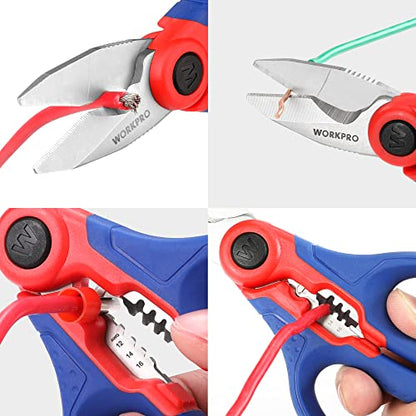 WORKPRO Stainless Electricians Scissors, 6.4" Electrician Shears