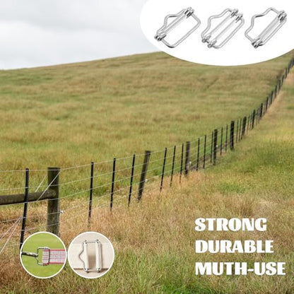 20 Pcs Electric Fence Poly Tape End Splicer 1.3 Inches Fencing Polytape Connectors Polytape Buckle Poly Tape Splicer Electric Fence Connectors for Gate Handle Connection(Silver)