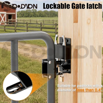 2 Way Gate Latch, Heavy Duty Lockable Two Way Farm Gate Latch for Metal Tube Gates, Livestock, Horse Corral, Ranch, Stable, Self-Locking Fence Gate Hardware, 2 Pack