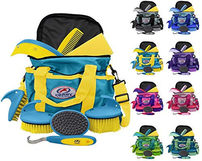Derby Premium Comfort 9 Item Horse Grooming Kit (Blue/Yellow) - color: Blue/Yellow