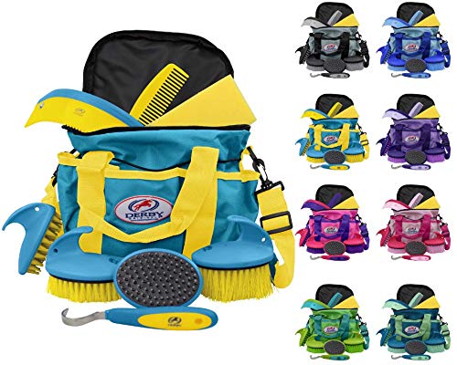 Derby Premium Comfort 9 Item Horse Grooming Kit (Blue/Yellow) - color: Blue/Yellow