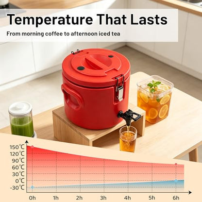 3.5Gal Insulated Beverage Dispenser for Hot & Cold Drinks 304 Stainless Steel Interior & Spout, Double-Wall Vacuum Portable Cooler Jug for Ice Water, Coffee, Lemonade Camping Party Sports - size: 3.5 Gallon
