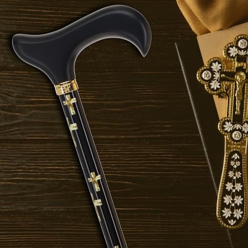 Royal RC Canes Walking Sticks for Men and Women - Stylish Designer Fashionable Adjustable Derby Canes - Lightweight Aluminum Cool Walking Sticks with HD Patterns - color: Golden Cross (Multicolor)