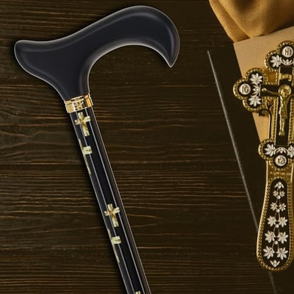 Royal RC Canes Walking Sticks for Men and Women - Stylish Designer Fashionable Adjustable Derby Canes - Lightweight Aluminum Cool Walking Sticks with HD Patterns - color: Golden Cross (Multicolor)