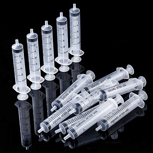 Frienda 20 Packs 10 ml Plastic Syringe with Measurement, No Needle Suitable for Scientific Labs, Measuring, Watering, Refilling - size: 10 ml