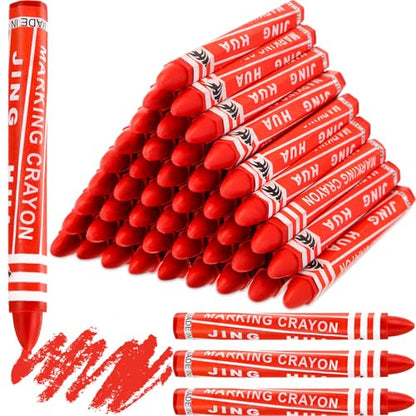 MotiMind 60 Pcs Industrial Lumber Crayons Bulk Wax Tire Marker Construction Marker for Craft Detailed Marking on Lumber Metal Carton Ceramics Concrete Glass Plastic 4.45" x 0.43" (Red) - color: Red