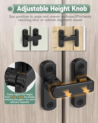 Adjustable Barn Door Locks, 90/180 Degree Gate Latch, Black - color: Black-1 Pc