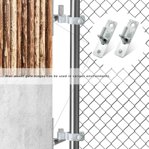 KINNAN 2 Pack Wall Mount Gate Hinges, Heavy Duty Gate Hinge for Farm Gate, Flat Back Farm Gate Hinge with 5/8" Pin, Chain Link Fence Parts, Galvanized Steel (Screws Not Included)