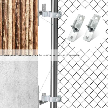 KINNAN 2 Pack Wall Mount Gate Hinges, Heavy Duty Gate Hinge for Farm Gate, Flat Back Farm Gate Hinge with 5/8" Pin, Chain Link Fence Parts, Galvanized Steel (Screws Not Included)