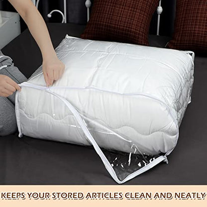 Shappy 6 Packs Clear Plastic Storage Bags with Zipper, 24 x 20 x 11 Inch | Sweater Bags, Moth Proof Protection, Vinyl, For Blankets Clothes Bed Sheet Comforters Pillows Quilt Closet Linen Organizer - size: 24 x 20 x 11 Inch
