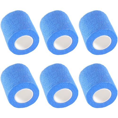 IndigoCase 6 Pack Self Adhesive Bandage Wrap 2 Inch x 5 yd Elastic Tape - color: Blue, size: 2 Inch - 6 Pack