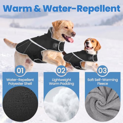 VIVAGLORY Dog Jacket Warm Snowrap Dog Winter Coat Vest, XS, Black - color: Black, size: XS(Chest: 15-18'')