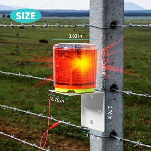 Electric Fence Idicator Light, Briidea Solar Fence Alarm with Light Transmission to 1/2 Mile, Ensure The Normal Operation of The Electronic Fence to Prevent The Invasion of Wild Animals, Red, MK-098 - color: Red