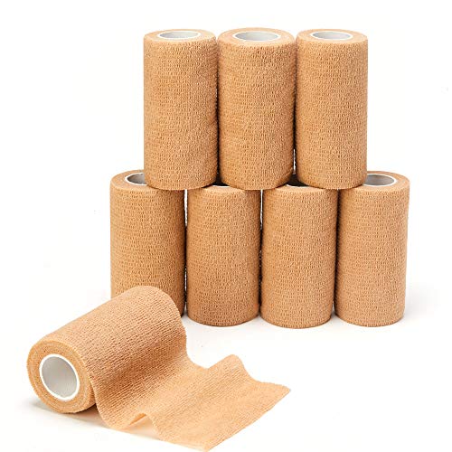 Self Adhesive Bandage Tape, Elastic Cohesive Bandage Medical Wrap | for First Aid, Sports, Wrist & Ankle (4 inch, Count, 12) - size: 4 Inch