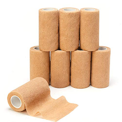 Self Adhesive Bandage Tape, Elastic Cohesive Bandage Medical Wrap | for First Aid, Sports, Wrist & Ankle (4 inch, Count, 12) - size: 4 Inch