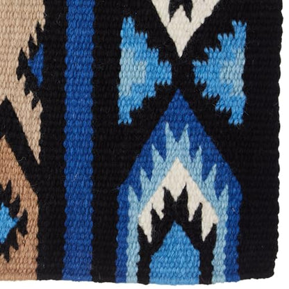 Mayatex 1431-7 New Phoenix Wool Saddle Blanket 38in x 34in - color: Black/Sand/Periwinkle/Fawn/Cream