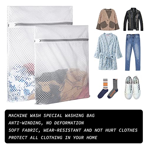 SUERIV Extra Large Honeycomb Mesh Laundry Bag125gsm Net Fabric Durable and Reusable Delicate Wash Bag,Travel Organization Bag for Lingerie,Clothes,Jeans,Bath Towel,Sock (2Large, 3Medium) - size: Set of 5 (2 Large + 3 Medium)